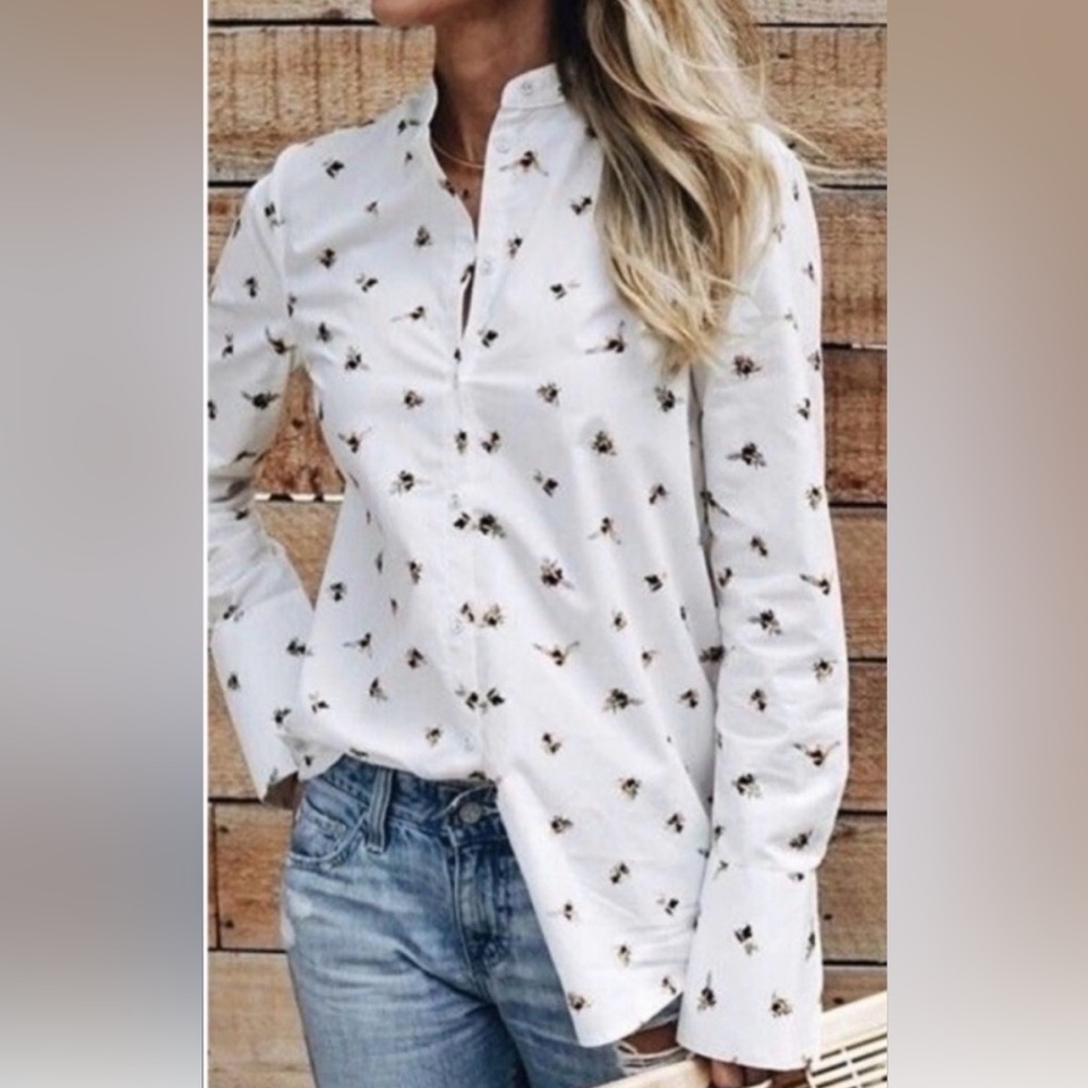 Victoria Beckham for Target Iconic Bee Print Blouse Structured Designer Top